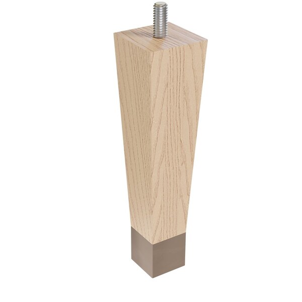 Designs Of Distinction 6" Square Tapered Leg with bolt and 1" Flat Black Ferrule - Ash - 01241006ASWR6