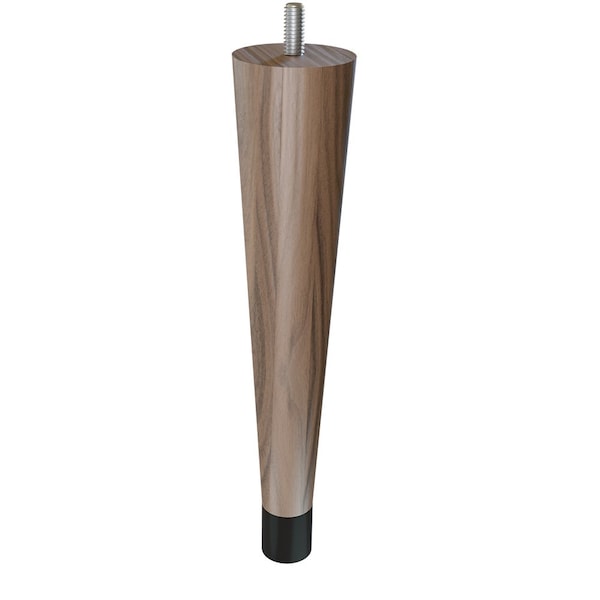 Designs Of Distinction 9" Round Tapered Leg with bolt and 1" Flat Black Ferrule - Walnut - 01240009WLWR6