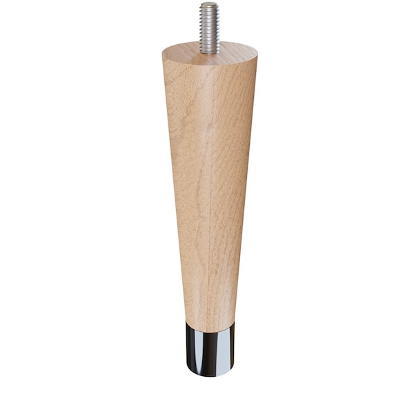 Designs Of Distinction 6" Round Tapered Leg with bolt and 1" Chrome Ferrule - Hardwood - 01240006MACR6