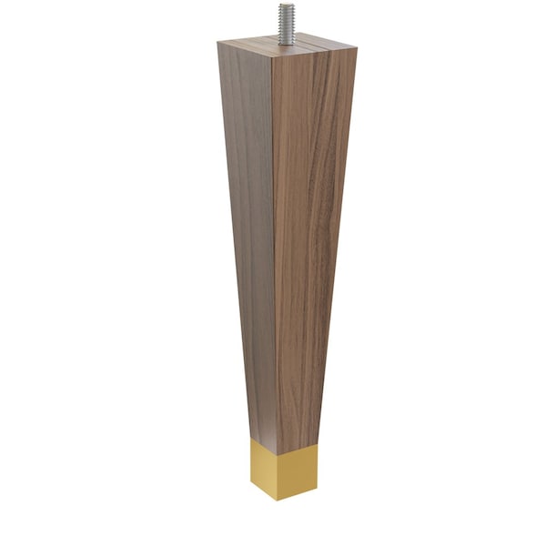 Designs Of Distinction 9" Square Tapered Leg with bolt and 1" Warm Bronze Ferrule - Walnut - 01241009WLWB6