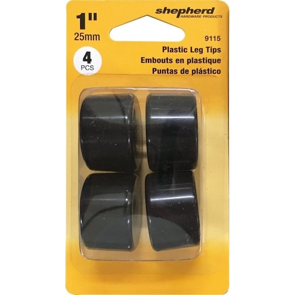 Shepherd Hardware Furniture Leg Tip, Round, Plastic, Black, 1 in Dia - 9115