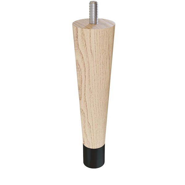 Designs Of Distinction 6" Round Tapered Leg with bolt and 1" Flat Black Ferrule - Ash - 01240006ASWR6