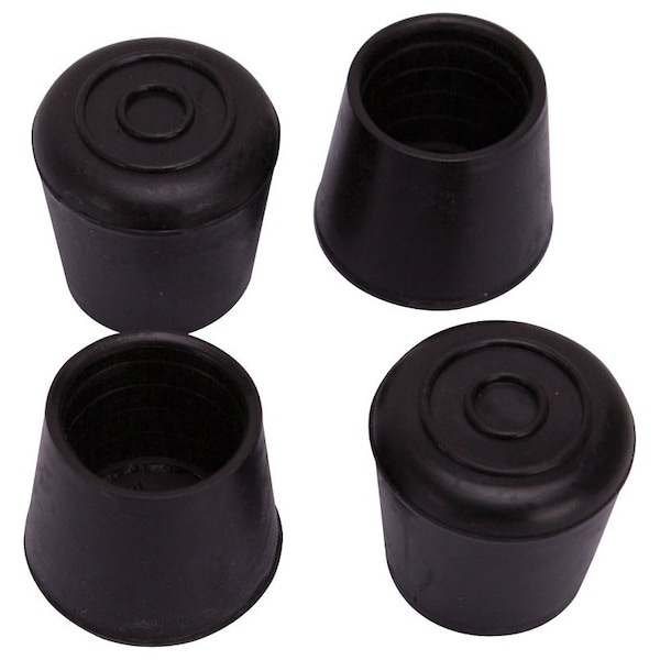 Prosource Furniture Leg Tip, Round, Rubber, Black, 1-1/8 in Dia, 1-5/8 in H - FE-50637-PS