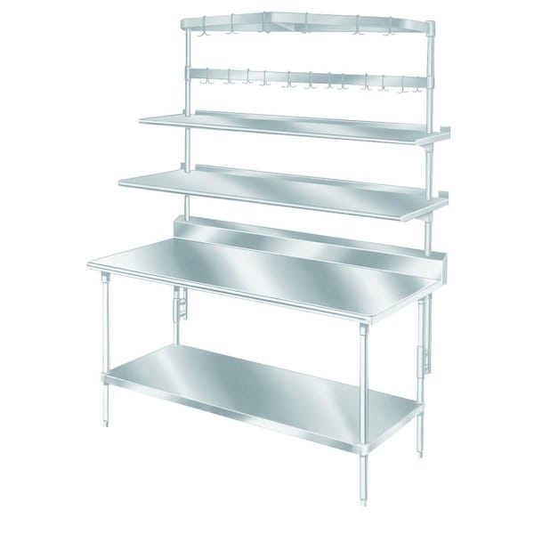 Advance Tabco Overshelf, table mounted, single, 84 in.W x 12 in.D, stainless steel, uprights of shelf - PT-12S-84