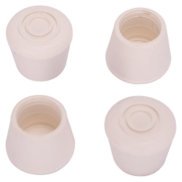 Prosource Furniture Leg Tip, Round, Rubber, White, 1-1/8 in H - FE-50643-PS
