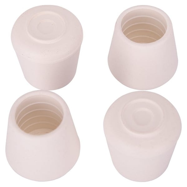 Prosource Furniture Leg Tip, Round, Rubber, White, 1 in Dia, 1-1/2 in H - FE-50645-PS