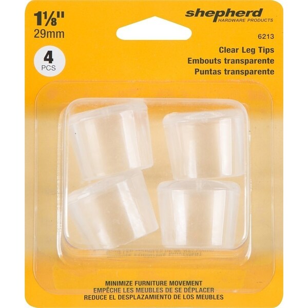 Shepherd Hardware Leg Tip, Round, Plastic, Clear, 1-1/8 in Dia, 1-1/8 in H - 6213
