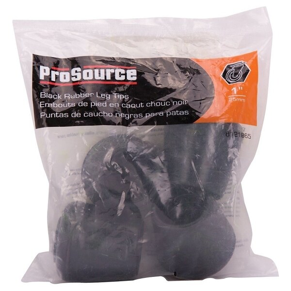 Prosource Furniture Leg Tip, Round, Rubber, Black, 1 in Dia, 1-1/2 in H - FE-50636-B