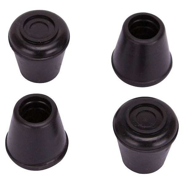 Prosource Furniture Leg Tip, Round, Rubber, Black, 1/2 in Dia, 1-1/8 in H - FE-50632-PS