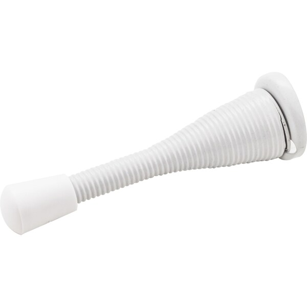 Hardware Resources 3In. Spring Door Stop W/ Rubber Tip - White - DS04-WH-R