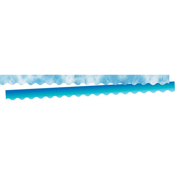 Barker Creek Tie-Dye and Ombr Blue Double-Sided Scalloped Border, 13/set - 938