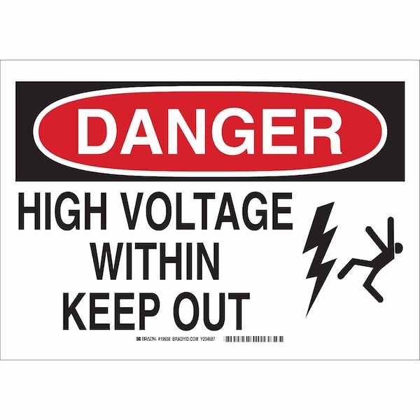 Brady Danger Sign, 10 in Height, 14 in Width, Aluminum, Rectangle, English - 19938