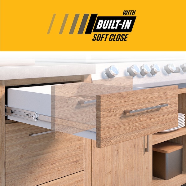 Richelieu 20-in 500 mm Full Extension Ball Bearing Slides, Soft Close, Frameless Cabinet, 77 lb, Pair - TU304SC170500