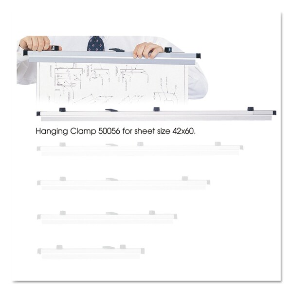 Safco Sheet File Hanging Clamps, 100 Sheets Per Clamp, 42" Length, PK6 - 50056
