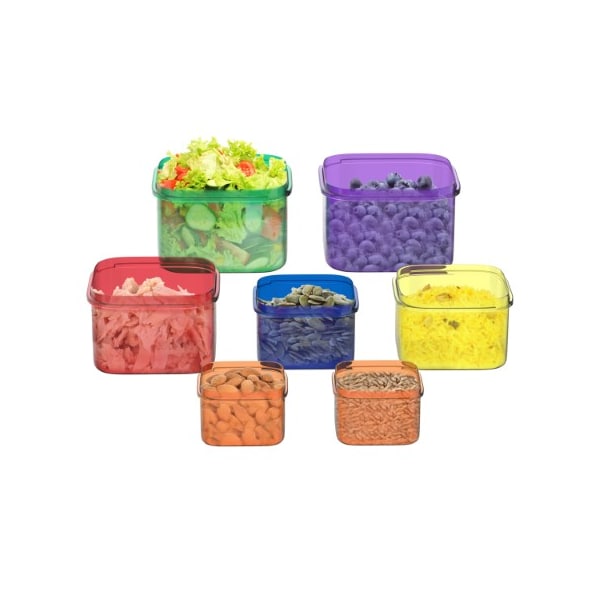 Hastings Home Portion Control Containers, 7-piece Color Food Storage Set for Meal Prep, Microwave/Freezer Safe - 769639HGO