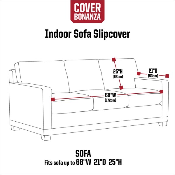 Cover Bonanza Indoor Sofa Slipcover, Red/Brown, 68"Wx21"Dx25"H - 51-012-011701-EC