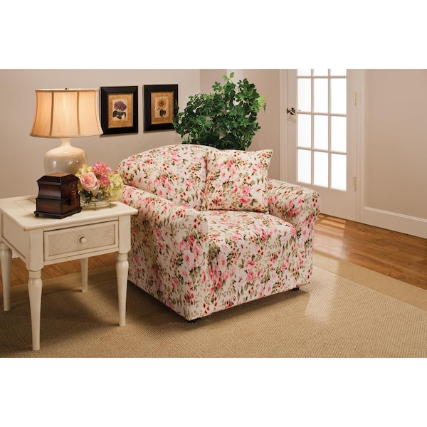 Bedding Beyond Stretch Jersey Chair Slipcover, Pink Floral - BE2613809