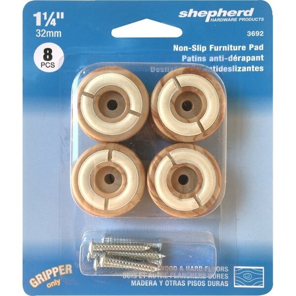Shepherd Hardware Furniture Pad, Plastic, Woodgrain, 8PK - 3692