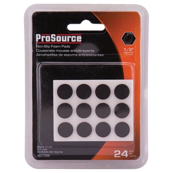 Prosource Furniture Gripper Pad, SBR, Black, 1/2 in Dia, 7/64 in Thick, Round - FE-50710-PS