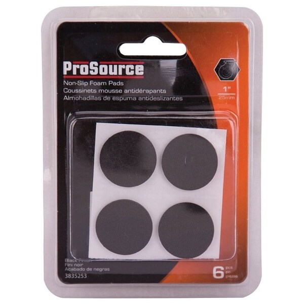 Prosource Furniture Gripper Pad, SBR, Black, 1 in Dia, 7/64 in Thick, Round - FE-50712-PS