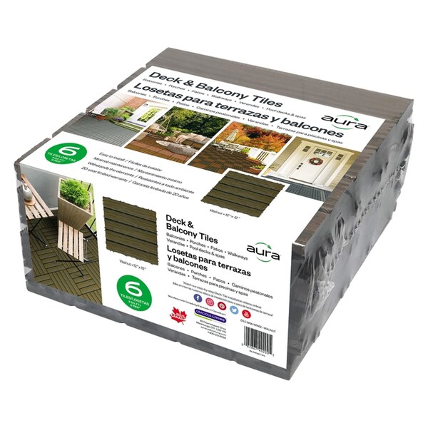 Aura Aura 12 in. W X 12 in. L Walnut Composite Balcony/Deck Tiles 6 sq ft - DS5-W06-WN02