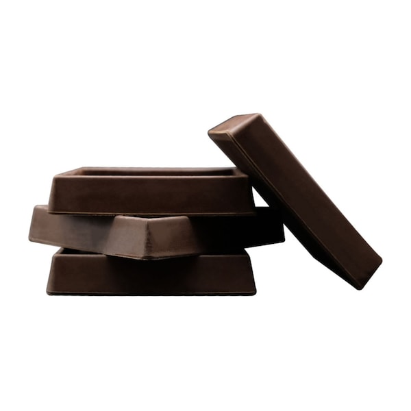 Service Caster Non-Slip Furniture Pads, Rubber Coasters, Caster Cups Set of 4 Brown, 4PK - SCC-RUBBERCUP-3X3-SQUARE-BROWN