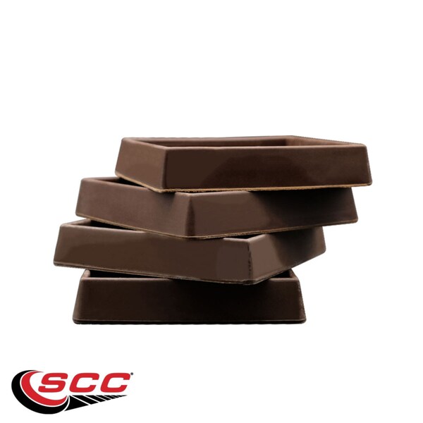 Service Caster Non-Slip Furniture Pads, Rubber Coasters, Caster Cups Set of 4 Brown, 4PK - SCC-RUBBERCUP-3X3-SQUARE-BROWN
