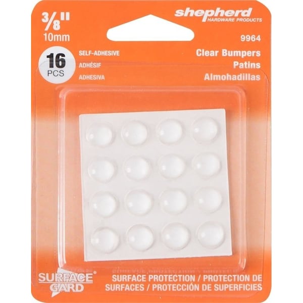 Shepherd Hardware Furniture Pad, Vinyl, Clear, 3/8 in Dia, 1/4 in Thick, Round - 9964