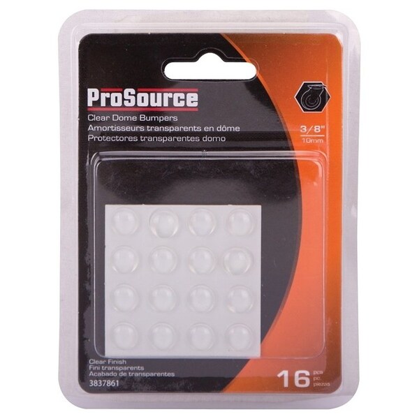 Prosource Furniture Bumper Pad, Polyurethane, Clear, 3/8 in Dia, 5/32 in Thick, Dome - FE-S402-PS
