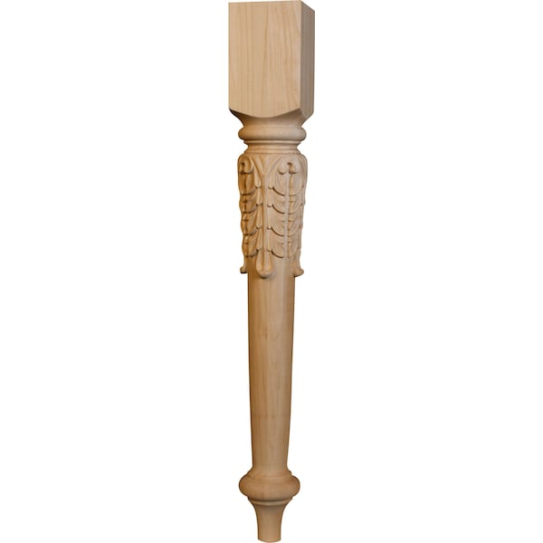 Osborne Wood Products 29 x 3 1/2 Acanthus Leaf Carved Dining Table Leg in Rubberwood <sm - 1041RW