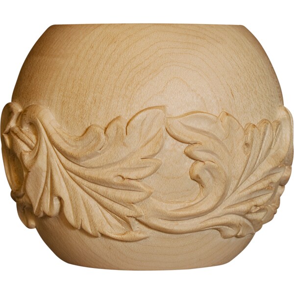 Osborne Wood Products 3 5/8 x 4 x 4 Acanthus Leaf Round Bun Foot in Hard Maple - 4004HM