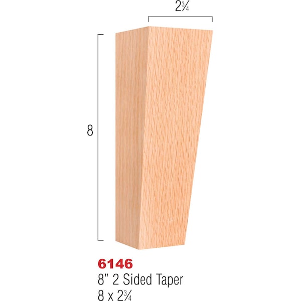 Osborne Wood Products 8 x 2 3/4 Two Sided Taper Leg in Rustic Alder - 6146RCA