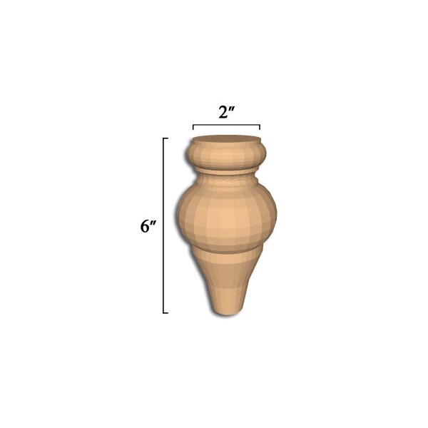 Osborne Wood Products 6 x 3 1/4 English Country Bunfoot in Red Oak - 303034O