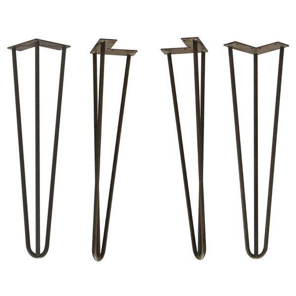 Osborne Wood Products 18 x 4 SOLD AS A SET OF FOUR~Hairpin Metal Table Legs in Flat Black Fi - 413003BL