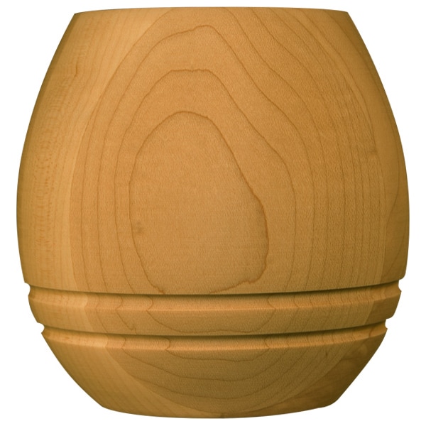 Osborne Wood Products 3 5/8 x 3 7/8 Colonial Round Bun Foot in Red Oak - 4000O