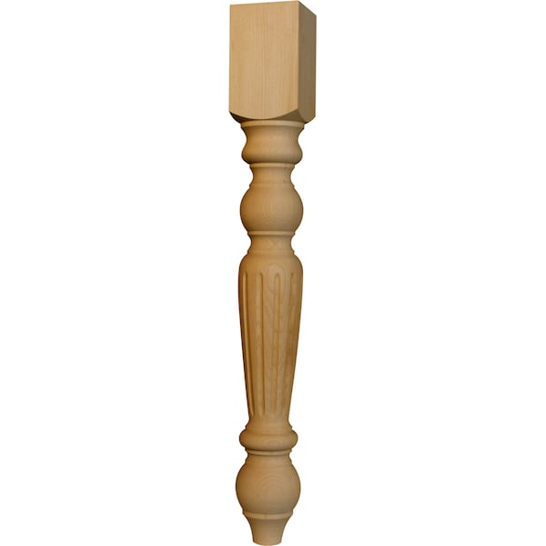 Osborne Wood Products 29 x 3 1/2 Traditional Fluted Dining Table Leg in Red Oak - 1112O