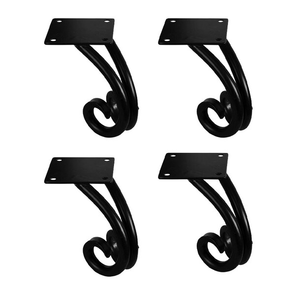Osborne Wood Products 4 3/8x2 1/2 ~Ram's Horn Metal Foot in Flat Bla PK - 44925BL