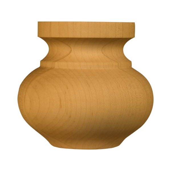 Osborne Wood Products 3 x 3 3/16 Medium Squat Round Bun Foot in Soft Maple - 4115M
