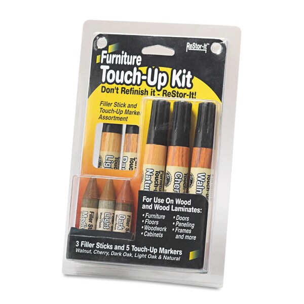 Master Caster ReStor-It Furniture Touch-Up Kit with 5 Woodgrain Markers, 3 Filler Sticks, 4.25 x 0.38 x 6.75 - 18000