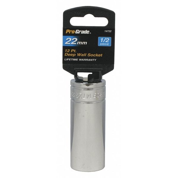 Herramienta de grado profesional Socket, 1/2"Dr., 12 Puntos Profundo, 22mm - 14722