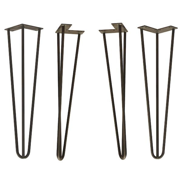 Osborne Wood Products 18 x 4 SOLD AS A SET OF FOUR~Hairpin Metal Table Legs in Steel (Clear - 413003STL