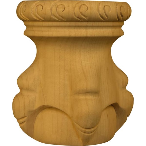 Osborne Wood Products 4 1/2 x 4 Bird Claw Round Bun Foot in Rubberwood (paintgrad - 4161RW