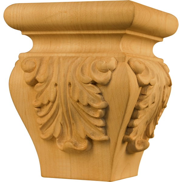 Osborne Wood Products 4 1/2 x 3 1/2 x 3 1/2 Square Acanthus Foot in Hickory - 4132H