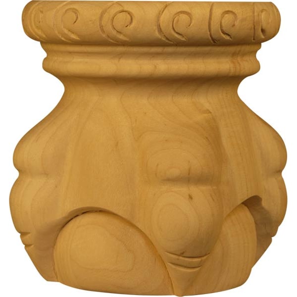 Osborne Wood Products 4 x 3 3/4 Bird Claw Round Bun Foot in Rubberwood (paintgrad - 4160RW