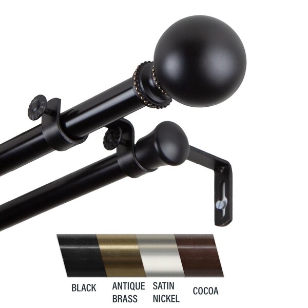 H2H Julian 0.81 in. Double Curtain Rod, 48-84 in. - Black - H23736770