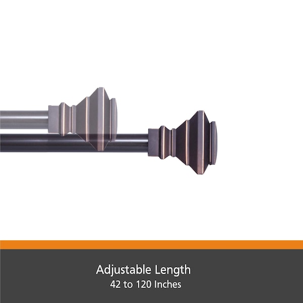 Kenney Mfg Kenney Sunderland 3/4" Fast Fit Easy Install Decorative Window Curtain Rod, 42-120", Antique Copper - KN80800NP
