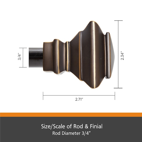 Kenney Mfg Kenney Sunderland 3/4" Fast Fit Easy Install Decorative Window Curtain Rod, 42-120", Antique Copper - KN80800NP