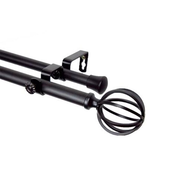 Central Design Crate 0.81 in. Double Curtain Rod; 28-48 in. - Black - 4762-282