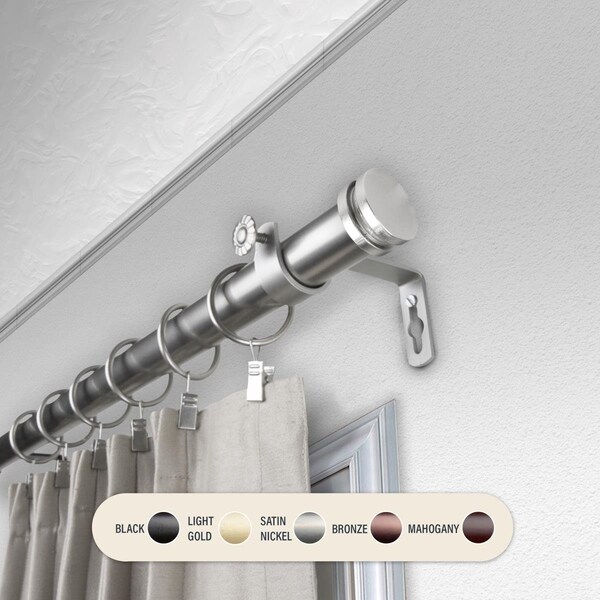 Kd Encimera 1 in. Cap Curtain Rod with 160 to 240 in. Extension, Satin Nickel - KD3728606