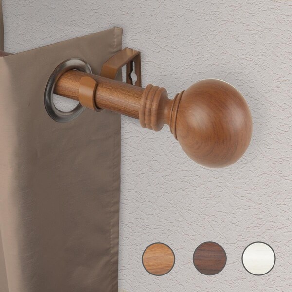 Central Design 1 in. Chloe Faux Wood Curtain Rod with 48 to 84 in. Extension, Chestnut - W100-01-48W3